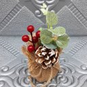 Ver imagem 2 de Arranjo Cereja Pinha Artificial Vaso Enfeite Mesa Natal 15cm Pinha