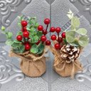 Ver imagem 5 de Arranjo Cereja Pinha Artificial Vaso Enfeite Mesa Natal 15cm Pinha