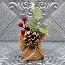 Ver imagem 1 de Arranjo Cereja Pinha Artificial Vaso Enfeite Mesa Natal 15cm Pinha