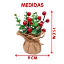 Ver imagem 7 de Arranjo Cereja Pinha Artificial Vaso Enfeite Mesa Natal 15cm Pinha