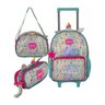 Kit Mochila Unicórnio Holográfica com Rodas e Costas com Estojo e Lancheira Clio - 1