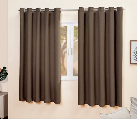 Cortina Sala Blackout Tecido Eliós Cromado 4,00m x 1.30m Varão Simples:Marrom