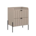 Ver imagem 4 de Mesa de Cabeceira 2 Gavetas Conect Quarto Estilo Classico Moriah 45cm Pes Puxadores Aço Preto