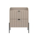 Ver imagem 3 de Mesa de Cabeceira 2 Gavetas Conect Quarto Estilo Classico Moriah 45cm Pes Puxadores Aço Preto