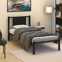 Ver imagem 3 de Cama Solteiro Bruna 100% Aço Industrial Preto Estilo Militar com Cabeceira Estofada Preto
