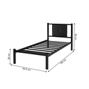 Ver imagem 2 de Cama Solteiro Bruna 100% Aço Industrial Preto Estilo Militar com Cabeceira Estofada Preto