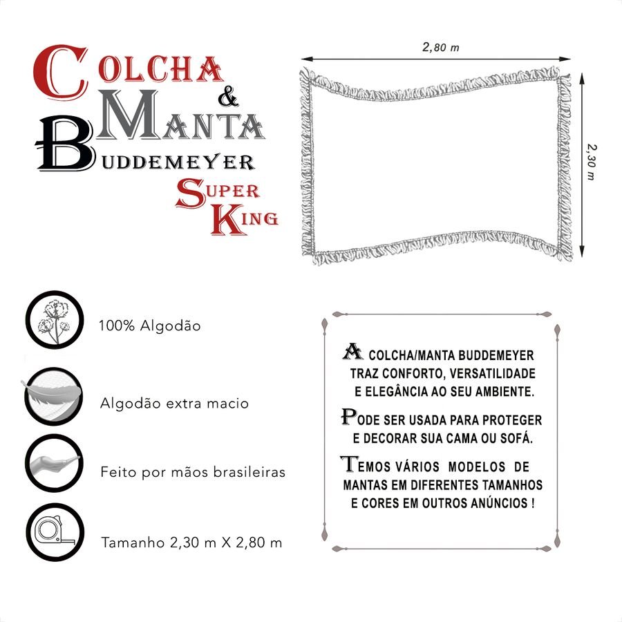 Colcha Super king In Design com Franja Cinza Buddemeyer - 3