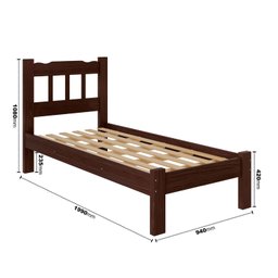 Cama Solteiro New Perola Madeira Maciça Cor Castanho - 2