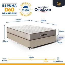 Cama Box com Colchão de Espuma D60 Double Face Force Dream - Ortobom Casal 138cm - 3