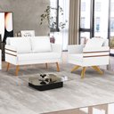 Ver imagem 2 de Kit 01 Namoradeira 02 Lugares e 01 Poltrona Mari Corino Base de Madeira MA30 - D’Rossi Branco