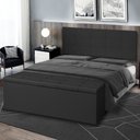 Ver imagem 7 de Kit Cabeceira Painel e Calçadeira Baú Casal 1,40m Roma Material Sintético Preto Dal Poz Estofados