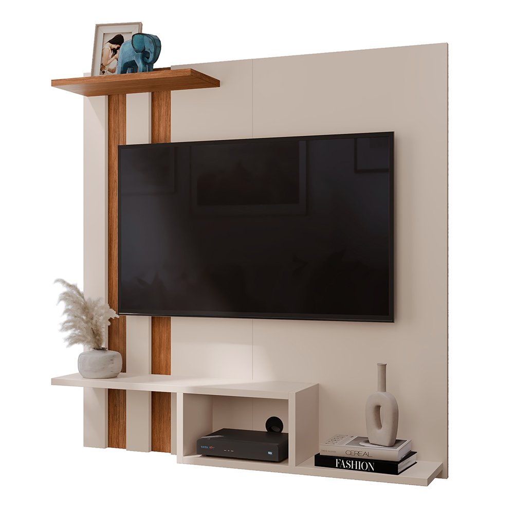 Painel para Tv 32 Polegadas com 2 Nichos - Lojas Gk Cor:off White - 3