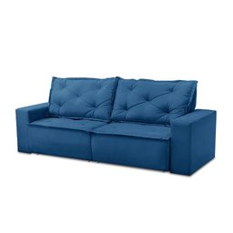 Sofá Retrátil e Reclinável 3 lugares com Molas 1,80m Ana Suede Azul Adonai Estofados - 4