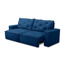 Sofá Retrátil e Reclinável 3 lugares com Molas 1,80m Ana Suede Azul Adonai Estofados - 6