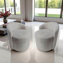 Ver imagem 1 de Kit 2 Poltronas Decorativa Yara Orgânica Bouclé Cinza Claro