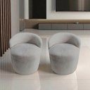 Ver mais imagens de Kit 2 Poltronas Decorativa Yara Orgânica Bouclé Cinza Claro