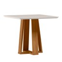 Ver imagem 1 de Mesa de Jantar para 4 Lugares 90cm Tampo Quadrado com Vidro Rubi Ypê/off White - New Ceval