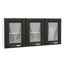 Ver imagem 1 de Armário Aéreo p/ Cozinha Star New c/ 3 Portas c/Vidro 120cm Branco/Preto - Telasul