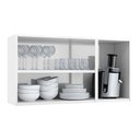 Ver imagem 5 de Armário Aéreo p/ Cozinha Star New c/ 3 Portas c/Vidro 120cm Branco/Preto - Telasul