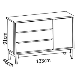 Cômoda Sapateira Classic New Branco Fosco com Madeira - Reller - 6 Cômoda Sapateira Classic New Branco Fosco com Madeira - Reller - 6