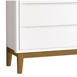 Cômoda Sapateira Classic New Branco Fosco com Madeira - Reller - 3 Cômoda Sapateira Classic New Branco Fosco com Madeira - Reller - 3