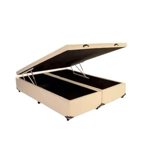 Cama Box Baú Casal Bipartido Suede Bege 138x188