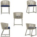 Ver imagem 5 de Mesa com 4 Cadeiras de Jantar Roma 100cm e Noronha em Aluminío Fendi Corda Nautica Estofado 10 Trama