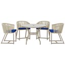 Ver imagem 1 de Mesa com 4 Cadeiras de Jantar Roma 100cm e Noronha em Aluminío Fendi Corda Nautica Estofado 10 Trama