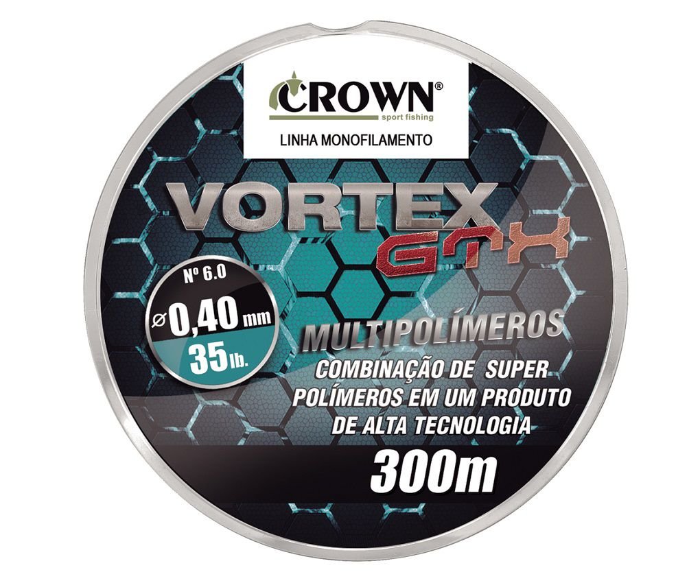 Linha Pesca Crown Vortex GTX - 300 metros 0,23 mm - 2