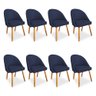 Kit 08 Cadeiras Jantar Bela Suede Azul Marinho Pés Palito Castanho - Pallazio - 1