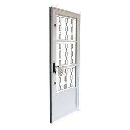 Porta de Aço Postigo 215x85cm com Grade Elo Minas Sul MGM Abertura Esquerda Branco - 1