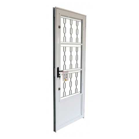 Porta de Aço Postigo 215x85cm com Grade Elo Minas Sul MGM Abertura Esquerda Branco