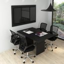 Ver imagem 1 de Kit com Mesa para Reunião 4 Lugares e Painel para TV até 55 Polegadas Preto