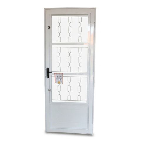 Porta de Aço Postigo 215x85cm com Grade Elo Minas Sul Mgm Abertura Esquerda
