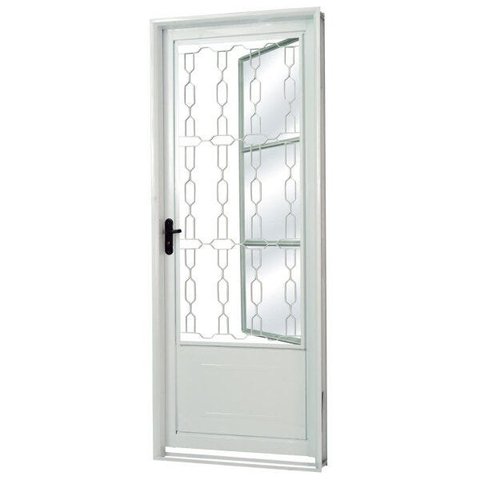 Porta de Aço Postigo 215x85cm com Grade Elo Minas Sul Mgm Abertura Esquerda