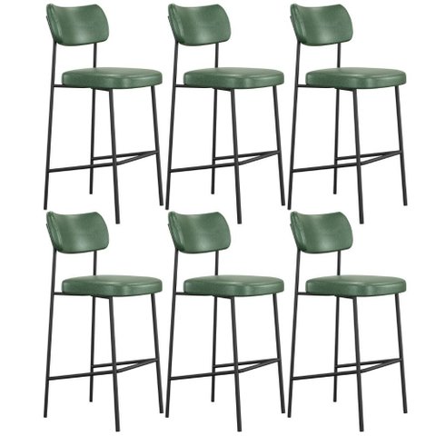 Kit 06 Banquetas Alta Bar Cozinha Sala de Jantar Preto Elira L02 Couríssimo Verde - Lyam Decor