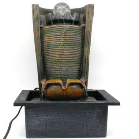 Fonte Água Decorativa Resina Cascata Iluminação Led Bivolt