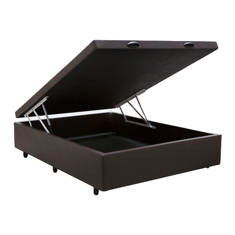 Cama Box Baú Casal Sintético Marrom 42x138x188