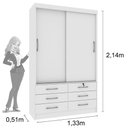Ver imagem 2 de Guarda Roupa 2 Portas 6 Gavetas Chicago Tcil Móveis branco
