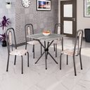Ver imagem 1 de Conjunto Sala de Jantar com 4 Cadeiras Lívia Prata/Bege