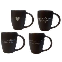 Jogo 4 Caneca Porcelana Fosca 120ml para Café - Marrom - 1