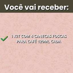 Jogo 4 Caneca Porcelana Fosca 120ml para Café - Marrom - 6
