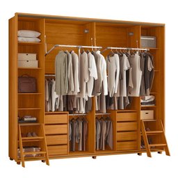 Guarda Roupa Casal Dalí Ripado 2 Portas Deslizantes Cinamomo - Madetec - 4