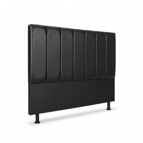 Cabeceira Casal Carla Premium 140cm Box Madeira Eucalipto Estofada Corino Preto Click Home