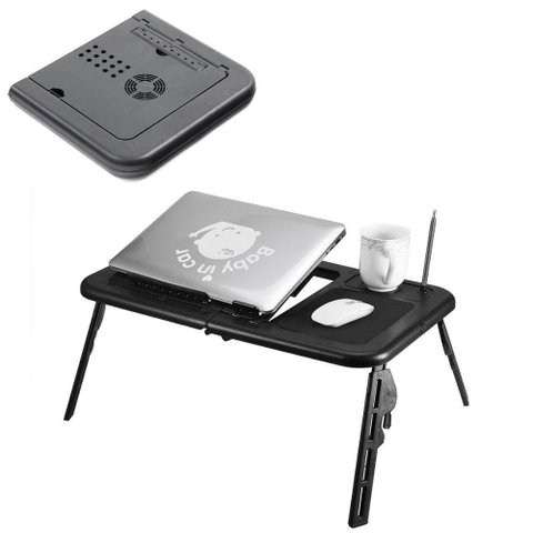 Mesa Notebook Refrigerado 2 Coolers Suporte Dobravel Articulavel Ergonomica Multiuso Sofa Cama Home