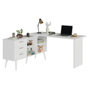 Ver imagem 1 de Mesa de Escritório em L 3 Gavetas Branco Lisboa Madesa Xa Branco