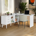 Ver imagem 4 de Mesa de Escritório em L 3 Gavetas Branco Lisboa Madesa Xa Branco