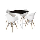 Ver imagem 2 de Mesa Jantar Industrial Quadrada 90cm Preta Base V Ferro Branco com 4 Poltronas Eames Eiffel Brancas