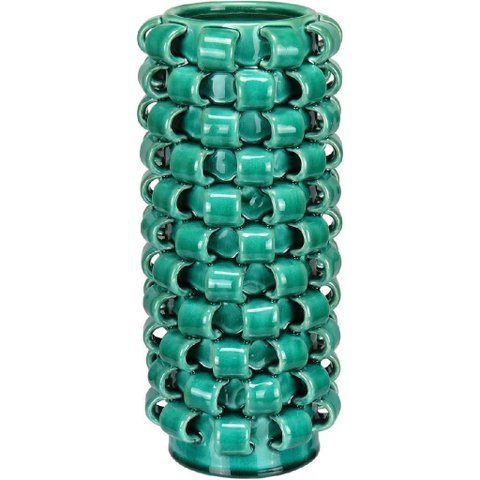Vaso Decorativo Enfeite Casa Home&Co Cerâmica 31x13x13cm Verde