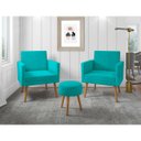 Ver imagem 1 de Kit 2 Poltronas Decorativas Sala Recepção Larah E Puff Azul Turquesa